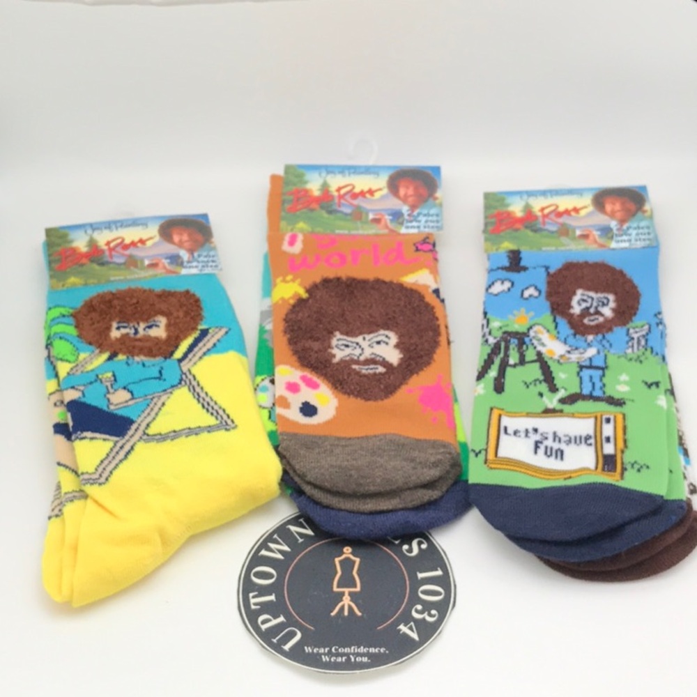 NWT  BOB ROSS JOY OF PAINTING SOCKS 5 PAIRS  UNISEX